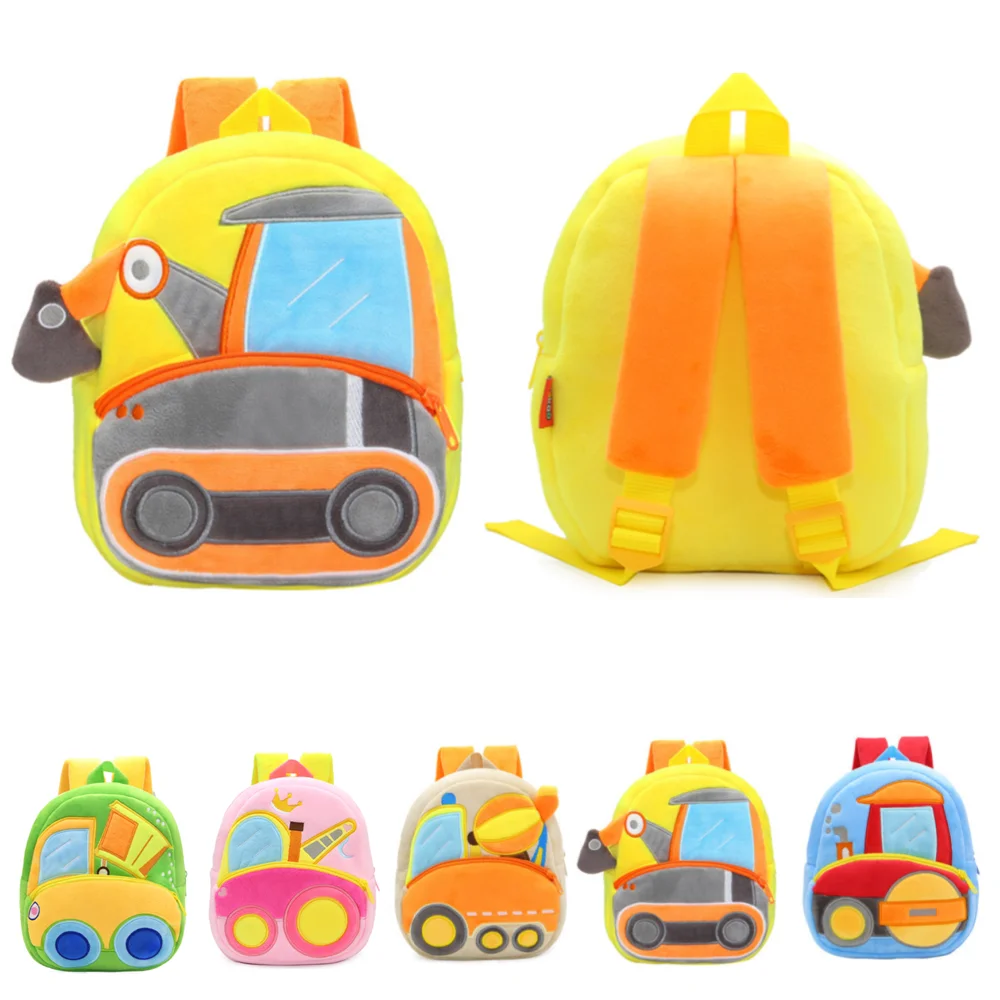 2021 neue Reizende Plüsch Engineering Fahrzeug Bulldozer Bagger Rucksack Für jungen Und Mädchen kinder Kindergarten Schule Tasche