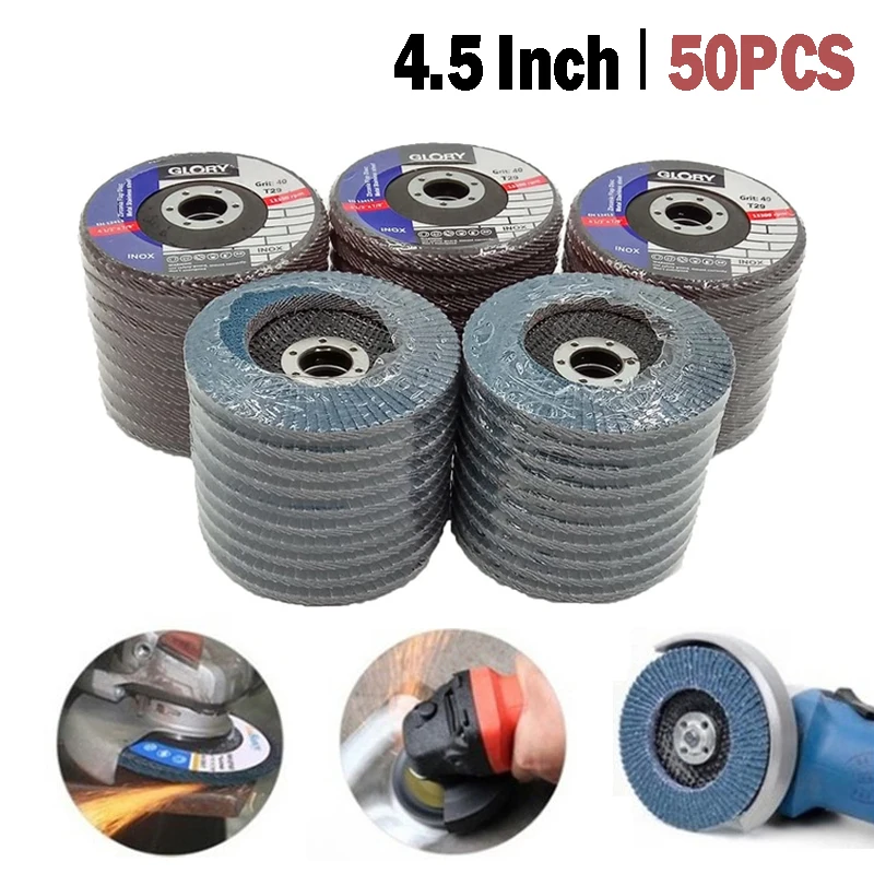 

50Pcs 125mm Professional Flap Discs 4.5inch Sanding Discs 40/60/80/120 Grit Grinding Wheels Blades For Woodworking Angle Grinder