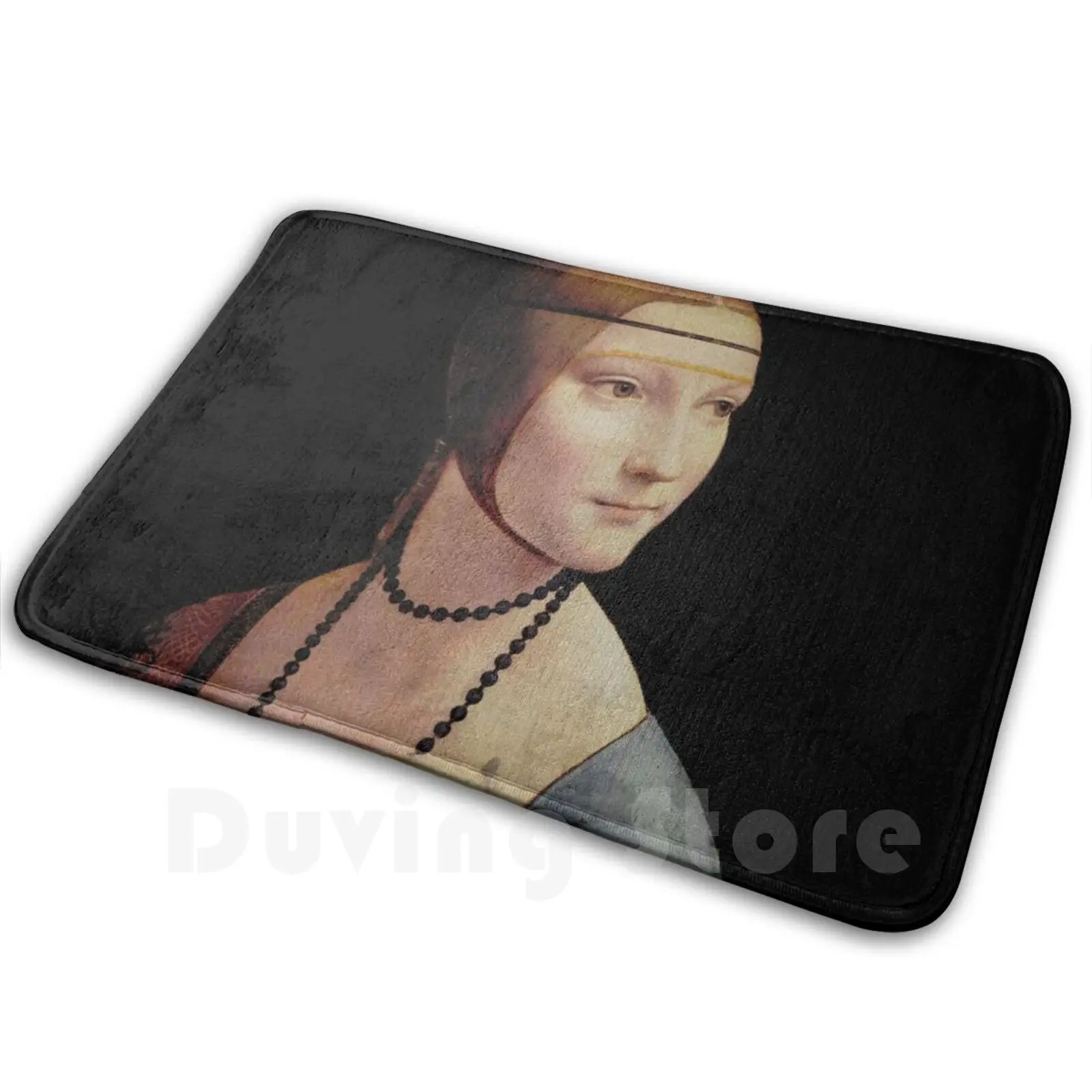 Lady With An Ermine Carpet Mat Rug Cushion Soft Non-Slip Leonardo Da Vinci Davinci Da Vinci Famous Paintings Renaissance