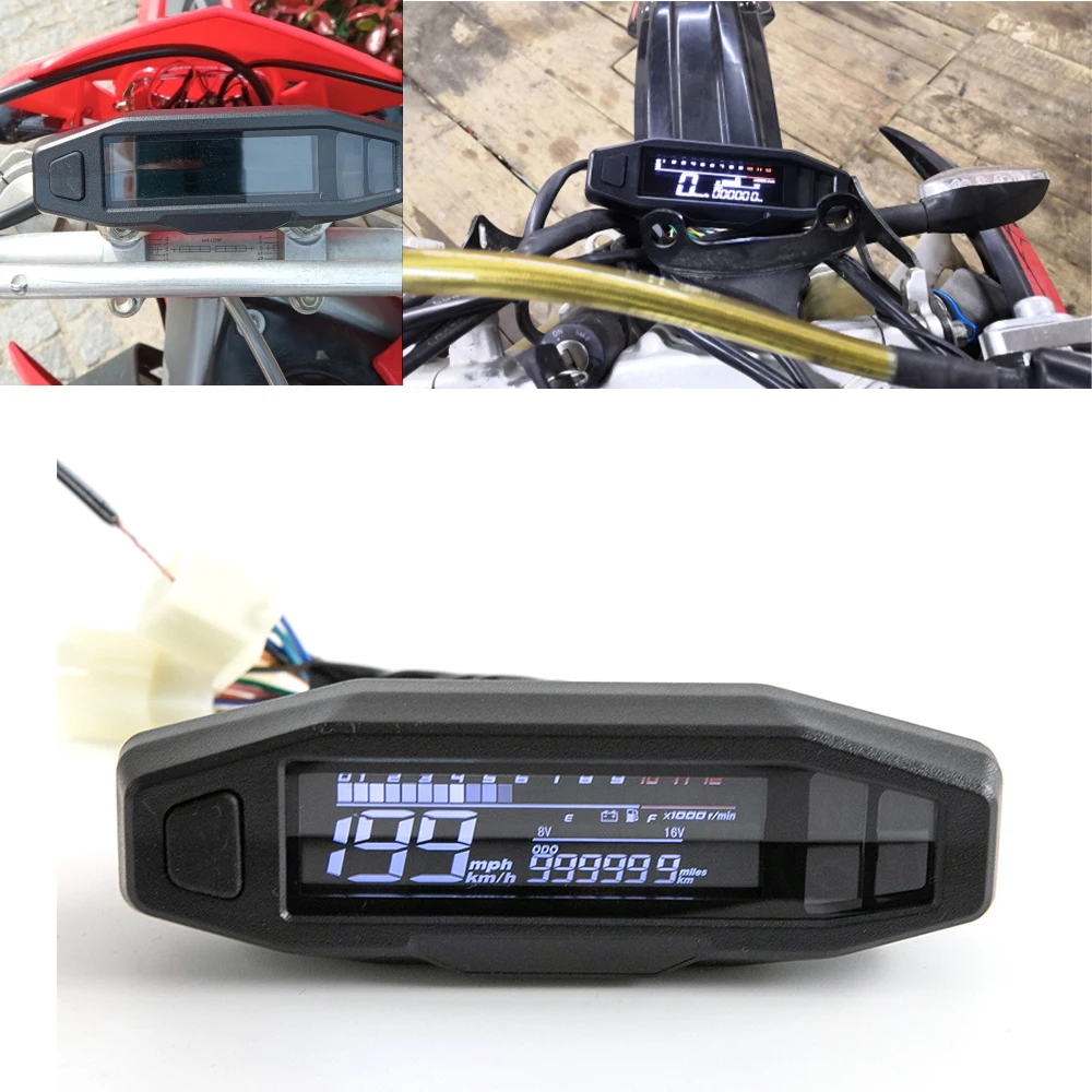 Motorcycle Speedometer Oil Gauge Tachometer Universal Digital Meters Instrument Cluster Turn Signal Light Indicator