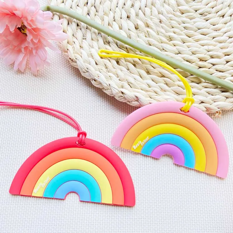 Newest Travel Accessories  Cute Rainbow Luggage Tag Silica Gel Suitcase ID Address Holder Baggage Boarding Tag Portable Label