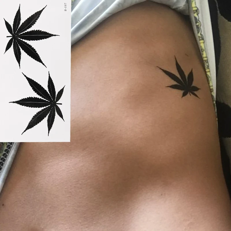 1pcs black Waterproof Temporary Tattoo Sticker Leaf Maple Leaf Water Transfer Tattoo Sticker Disposable Tattoo Sticker Lady Art