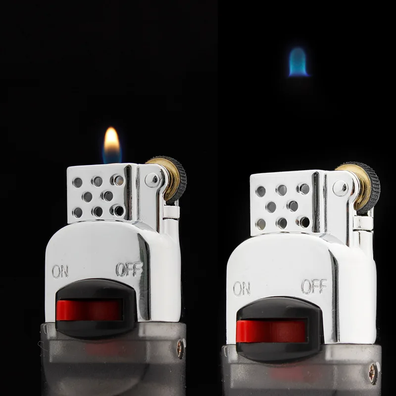 Butane Gas Lighter With Fire Lock Inflatable Ghost Flame Funny Lighters Gringding Wheel Flint Cigarette lighter