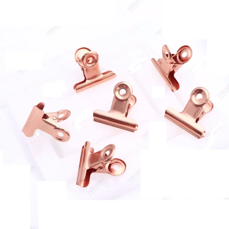 

1000Pcs Round Metal Grip Clips Rose Gold Bulldog Clip Stainless Steel Ticket Clip Stationery Bills Metal Clip Office Supplies