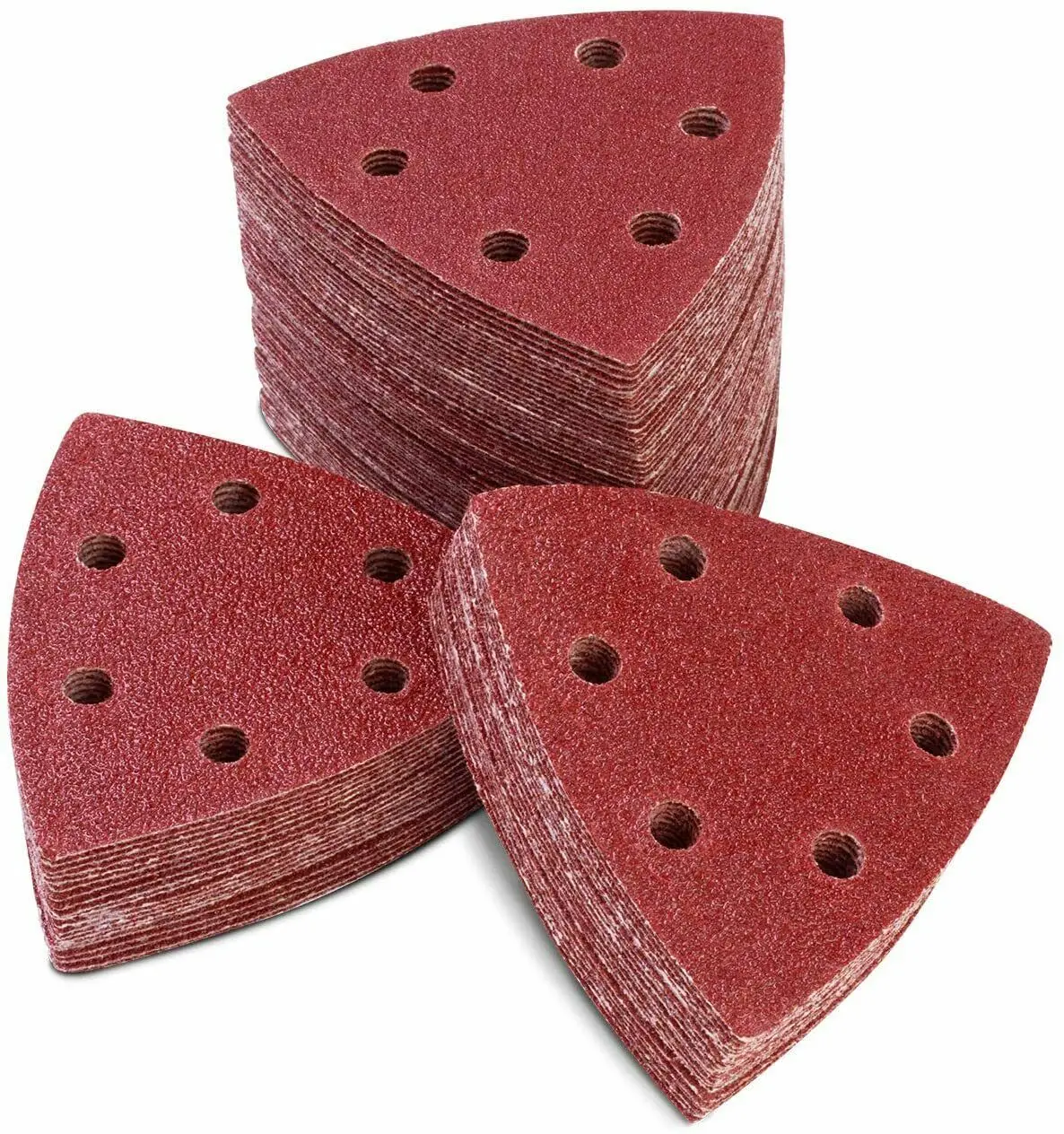 100 pezzi di levigatura a triangolo a 6 fori 3-1/2 "carta vetrata a strappo grana assortita