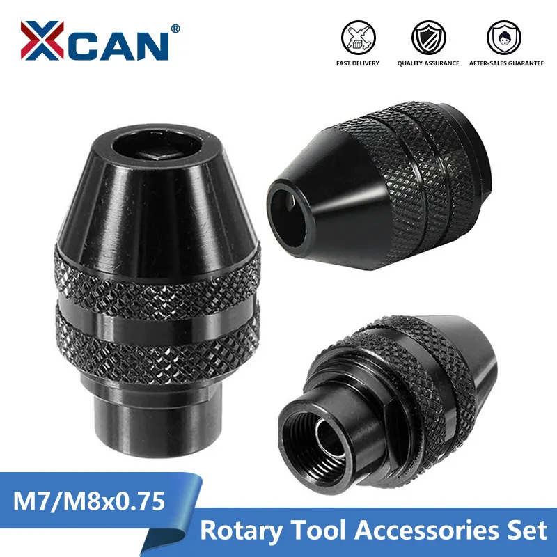 XCAN Uchwyt wiertarski M7 M8 0,3-3,2 mm Bezkluczykowy adapter wkrętarki udarowej Elektryczny zacisk mikrosilnika Mini uchwyt wiertarski Adapter wierteł