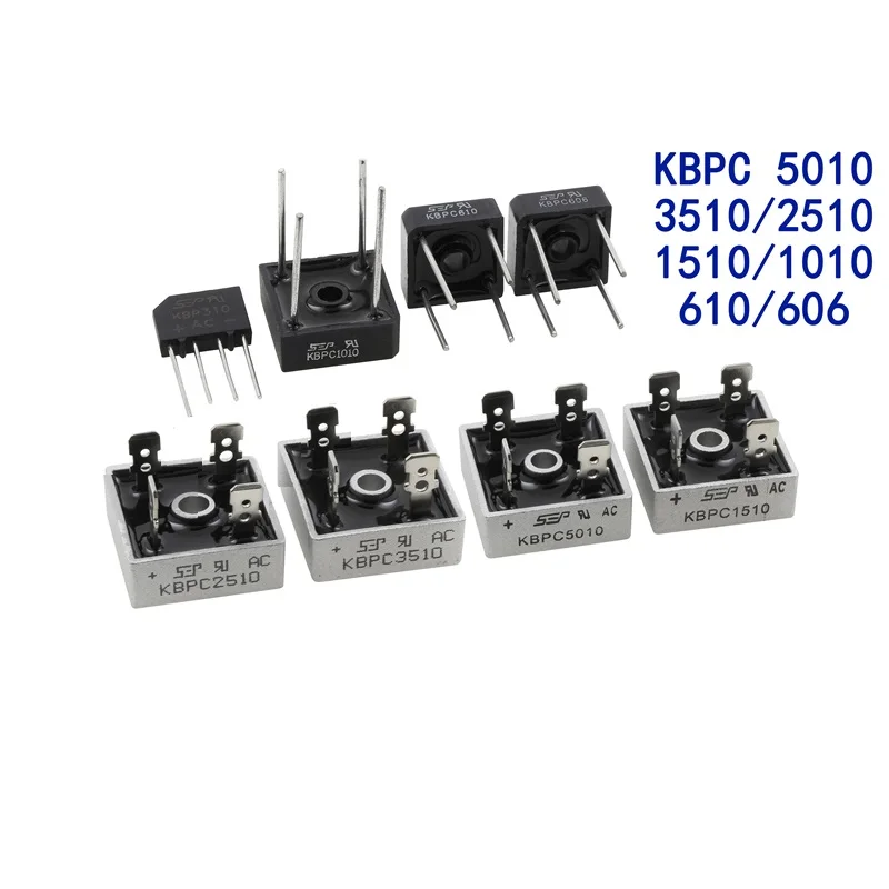 5PCS/LOT KBPC110 KBPC606 KBPC608 KBPC610 KBPC1010 KBPC1510 KBPC2510 KBPC3510 KBPC5010 6A-50A 600V-1000V bridge rectifiers