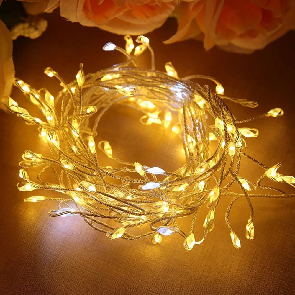 2/5m LED Copper Wire Firecrackers String Lights 8Modes Garland Fairy Lamp for New Year Christmas Wedding Party Garden Decoration