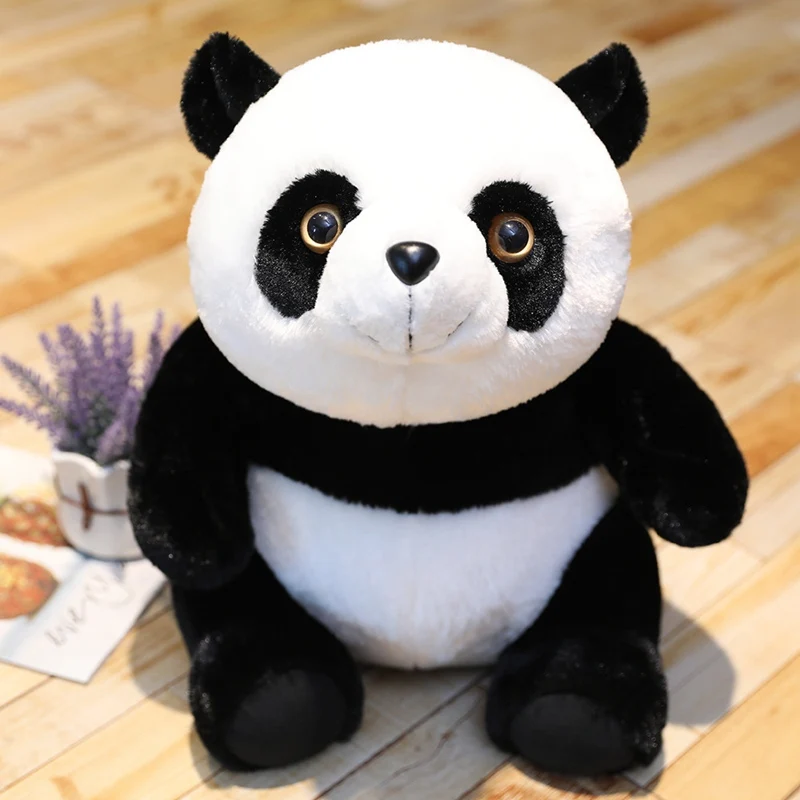 New 30cm-60cm Vivid Rabbit Hair Panda Plush Toys Soft Cartoon Animal Black and White Stuffed Doll Home Decor Pillow Kids Gifts