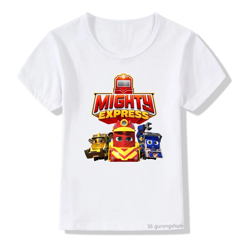 New hot sale boys t-shirt fun （Mighty） Express Cartoon Kids tshirt summer cute toddler baby tshirt boys clothes white shirt tops