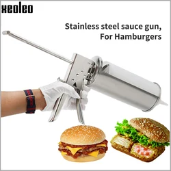 XEOLEO Burger Sauce Gun Salad Dressing Gun Dispenser 10G/20G Burger Jam Gun Stainless Steel Filling Machine Burger Shop Equipmen