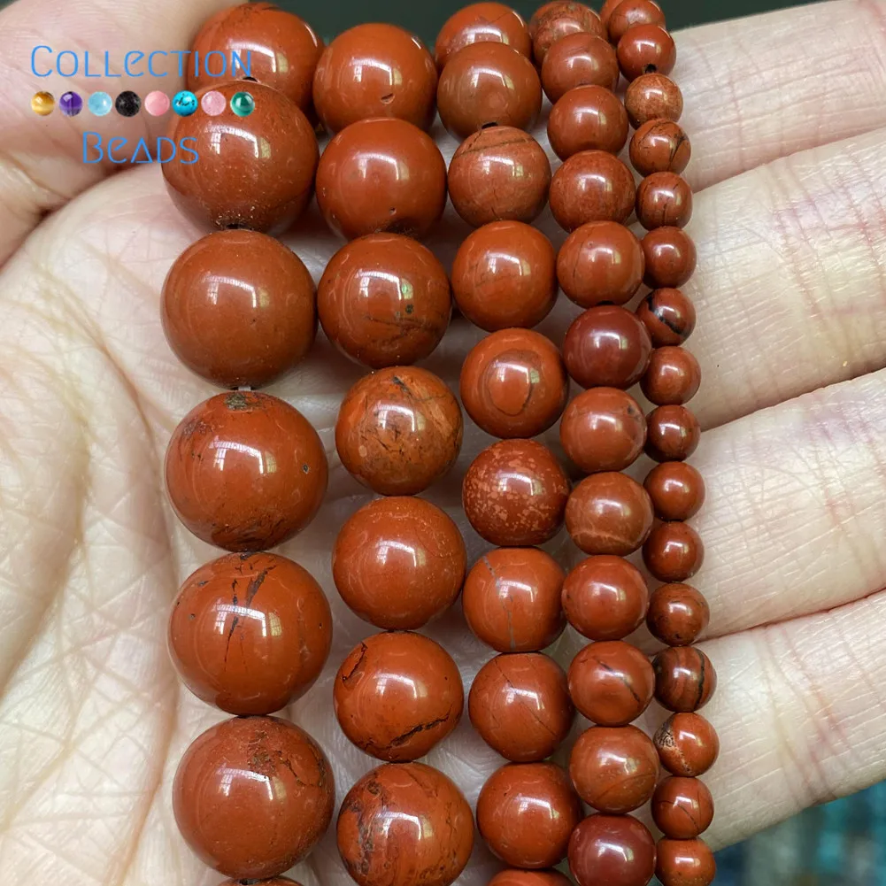 الطبيعية الأحمر جاسبرز فضفاض الخرز المستديرة لصنع المجوهرات 4-12 مللي متر أساور يدوية اكسسوارات 15 "بالجملة