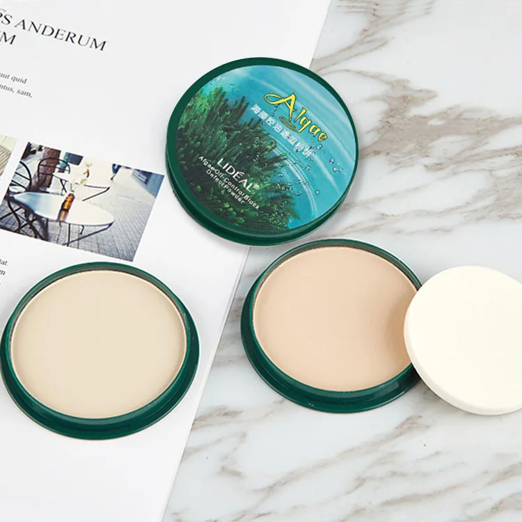 3 Color Seaweed Face Oil-control Pressed Setting Powder Makeup Concealer Brighten Moisture Whitening Foundation Powder LD3311