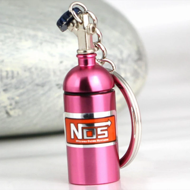 Turbo NOS Nitrous Oxide Bottle Key Chain Keychain Keyring Stash Pill Box Storag Key Ring Creative Gifts for Friends Families