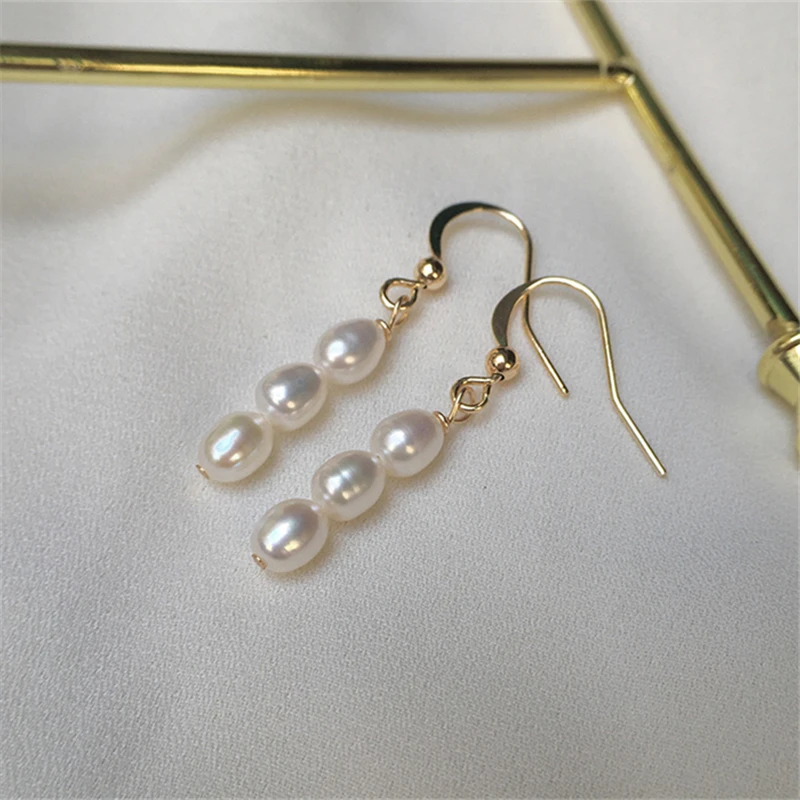 kshmir 2021 New natural freshwater pearl long earrings fashion simple tassel ear hook jewelry pearl size 5-6mm