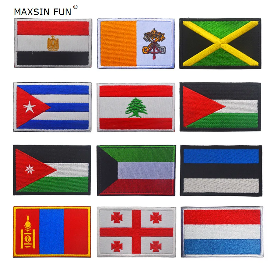 1 PC Luksemburg Estonia Liban Jordan Jamajka Kraj Tkanina Flaga Naszywka na ubrania Opaska na ramię Plecak Naklejka DIY Akcesoria
