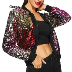 Sequins Jackets Glitter Night Club Long Sleeve Women Coat Fashion Gold Sliver Slim Autumn Shining Jackets Outerwear Female