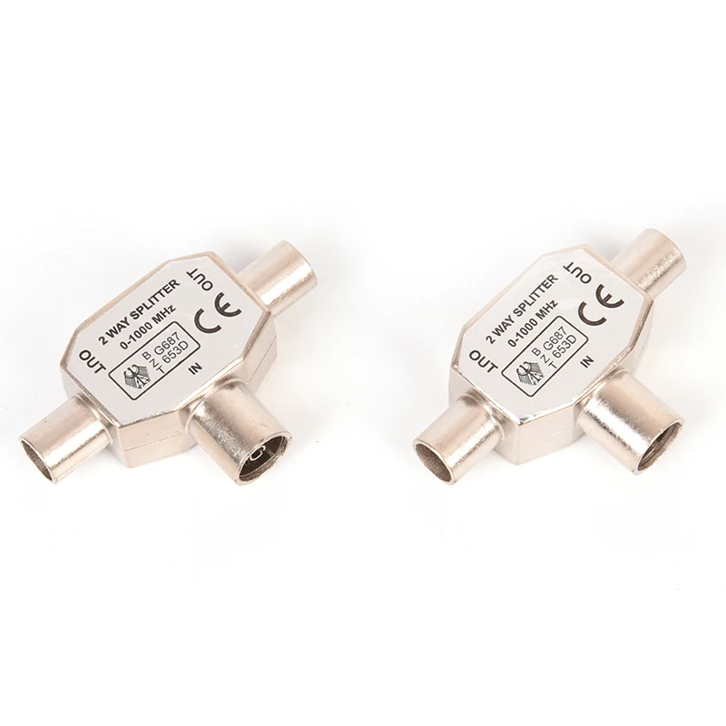 2 Way TV Aerial Coaxial Splitter Coax Metal Signal T Adapter Combiner 2 Male To 1 Female Adapter For TV/T Adapters Coaxial