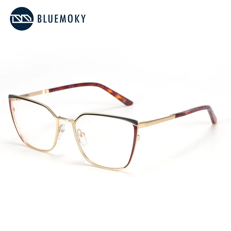 

BLUEMOKY Metal Cat Eye Glasses Frames Women Clear Lens Eye Glasses Optical Eyewear Frames Vintage Prescription Eyeglasses