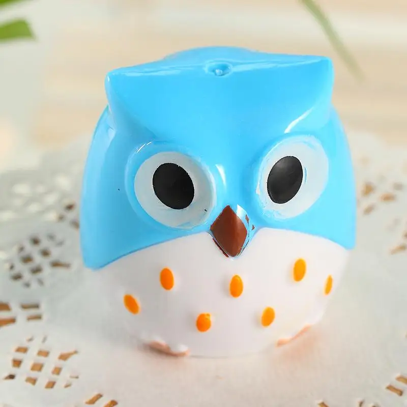 Sacapuntas de doble agujero con forma de búho para estudiantes, papelería creativa de caricaturas