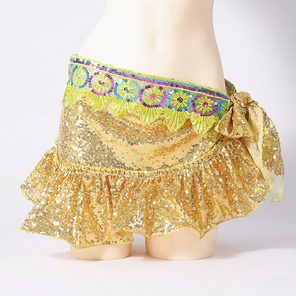 Embroidered Costume Accessories Shinning Sequins Belt Women Belly Dance  Hip Scarf Short Skirts Sparkly Hip Wrap