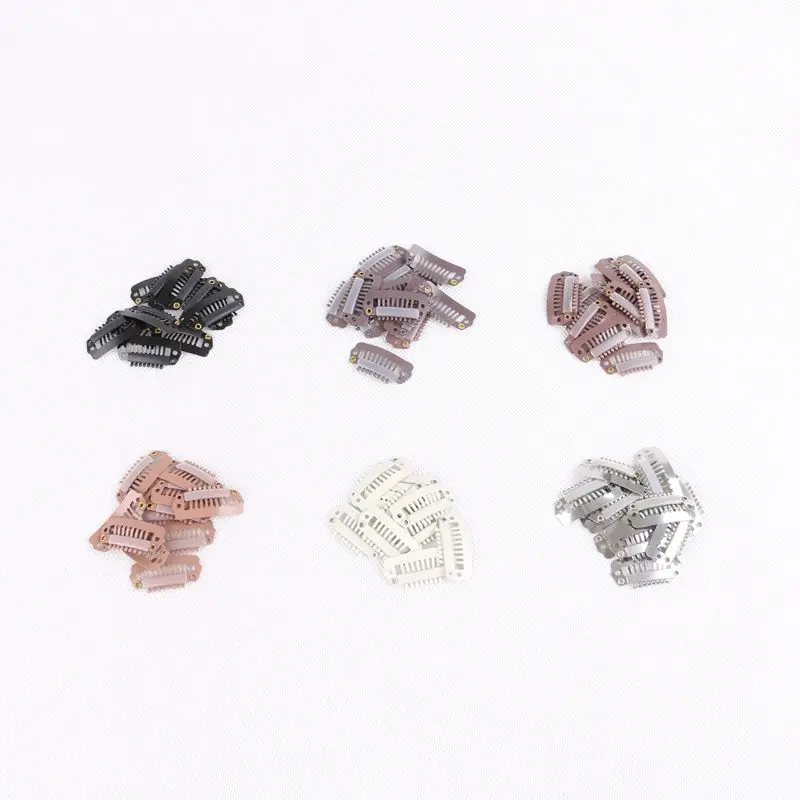 1000 sztuk 2.3cm 7 zęby zatrzask metalowy spinki do włosów rozszerzenia Clip-on peruka peruki wątek Hairpiece I kształt metalowe klipsy
