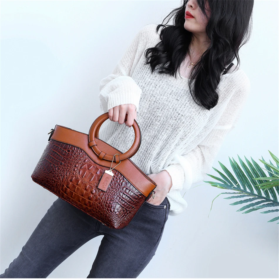 High Quality Leather Ladies Tote Classic Alligator Luxury Handbags Women Bags Designer Elegant Crossbody Bags for Women