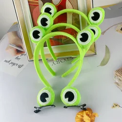 1/2/3pcs Funny Frog Makeup Headband And Hair Clip For Women Makeup Hairband Girl Cute Frog Hairpin Wash Head Band Accessories