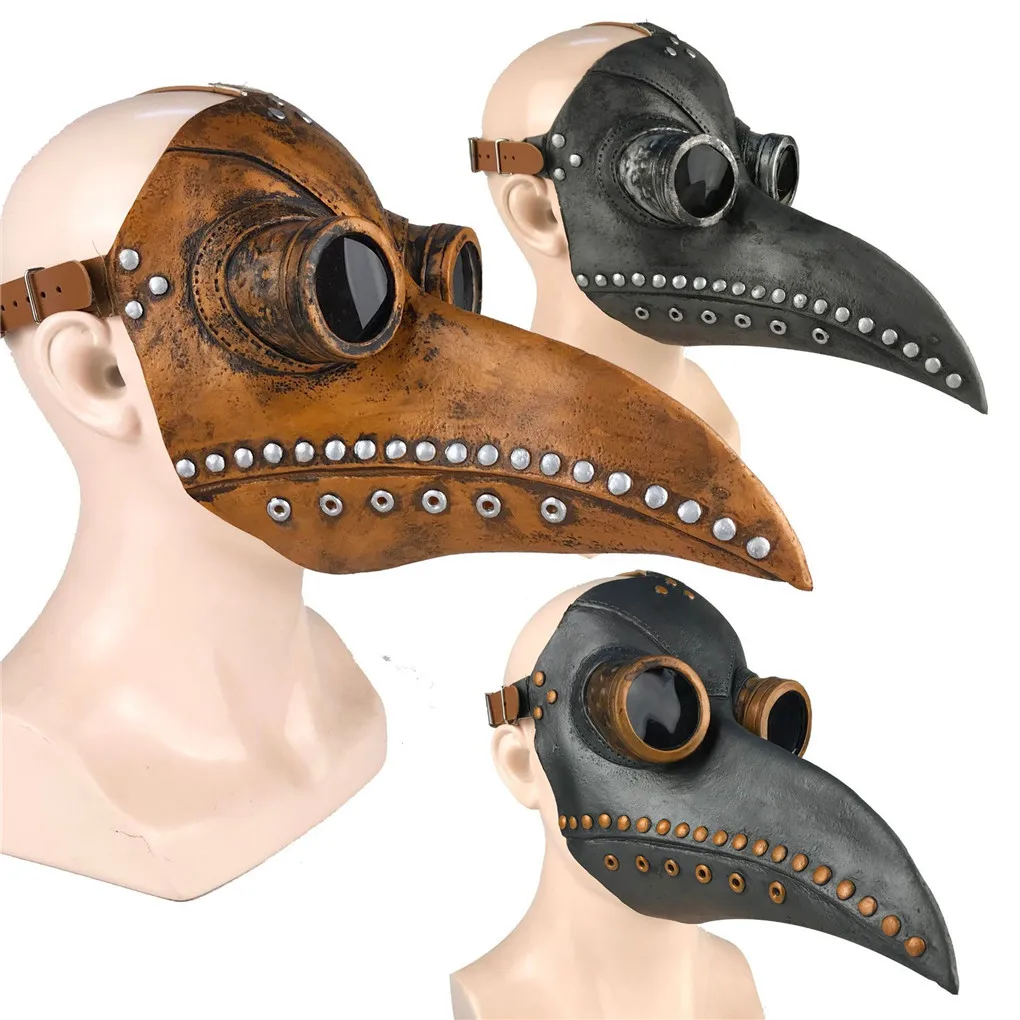 Funny Medieval Steampunk Plague Doctor Bird Mask Latex Punk Cosplay Masks Beak Adult Halloween Event Cosplay Props RB