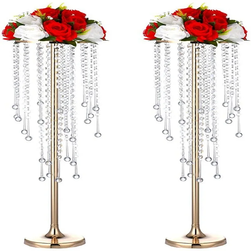 

6 pcs 29.5"/75cm Wedding Home Decoration Flower Road Leads Gold Acrylic Crystal Wedding Table Centerpiece (Gold, 29.5")