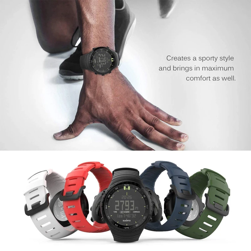 YAYUU นาฬิกาสำหรับ Suunto Core นุ่มซิลิโคนนาฬิกาข้อมือกีฬาด้วย Clasp โลหะสำหรับ Suunto Core Smartwatch