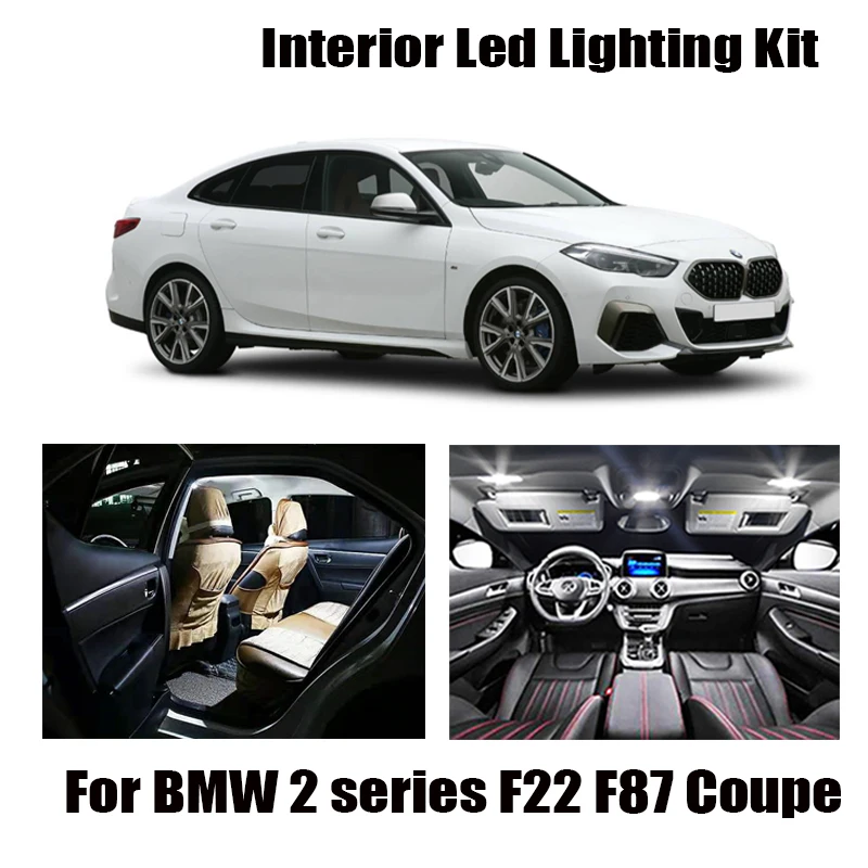 6pc Canbus Error Free LED Interior Light Kit Package for BMW 2 series F22 F87 Coupe 218i 220d 220d xDrive 220i 225d 228i (2014+)