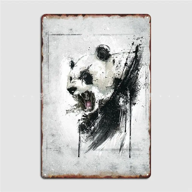 

Angry Panda Poster Metal Plaque Poster Club Party Living Room Funny Tin Sign Poster