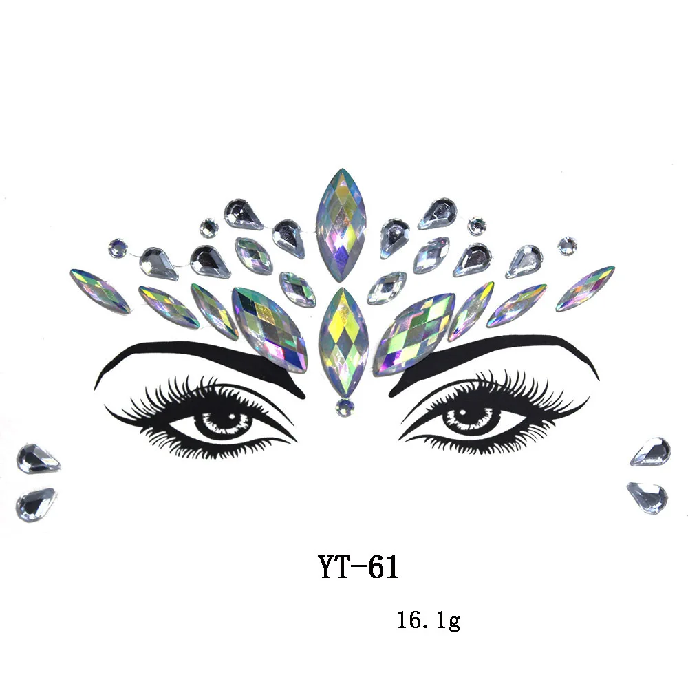 6 Sets Face Gems Luminous Temporary Tattoo Stickers Acrylic Crystal Glitter Stickers Waterproof Face Jewels Rainbow Rhinestone