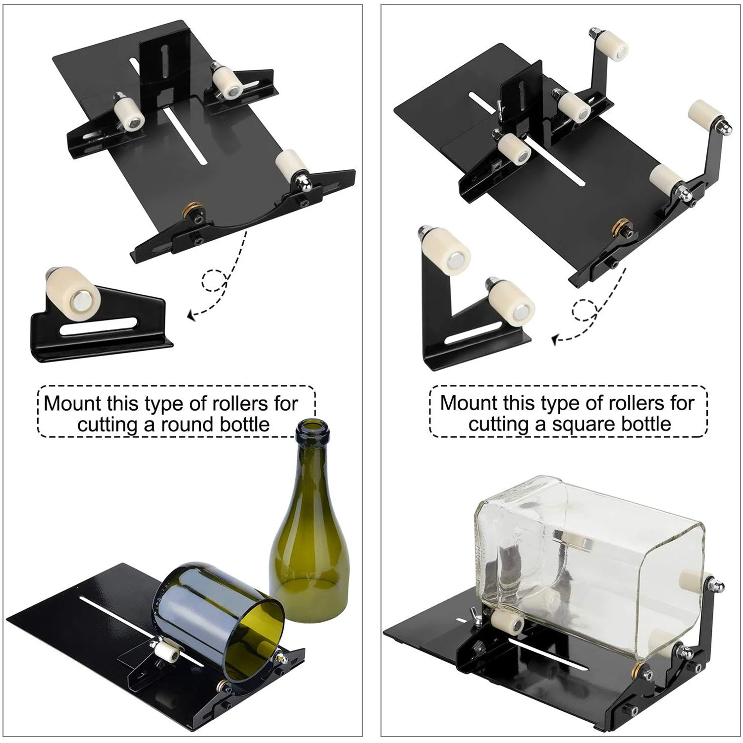 Imagem -03 - Quadrado e Redondo Cortador de Garrafa de Vidro Versão Upgrade Esculturas de Vidro de Cerveja de Vinho Faça Você Mesmo Máquina de Corte de Vidro Almofada de Metal 19 Pcs