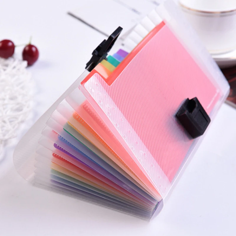 A6 Rainbow Portable File Folder Extension Wallet Bill Receipt File Sorting Organizer Office Storage Bag Folders Filing Product