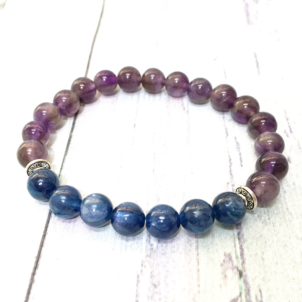 

MG0603 AAA Grade Kyanite Bracelet High Quality Purple Crystal Amethyst Beaded Bracelet Natural Gem stone Handmade Bracelet