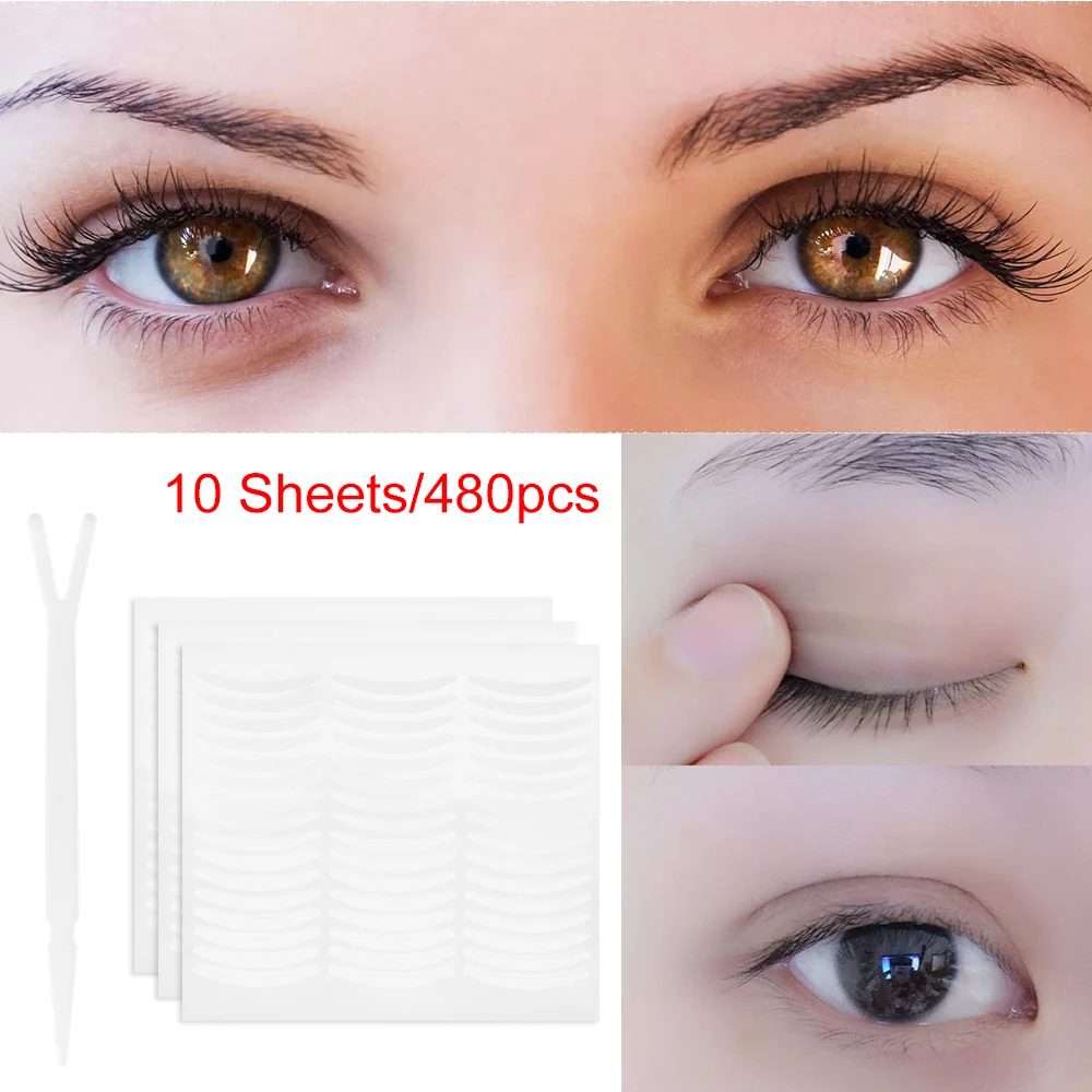 480PCS Invisible Fiber Double Side Adhesive Eyelid Stickers Breathable Transparent Eye Tapes Women Beauty Eye Makeup Tools