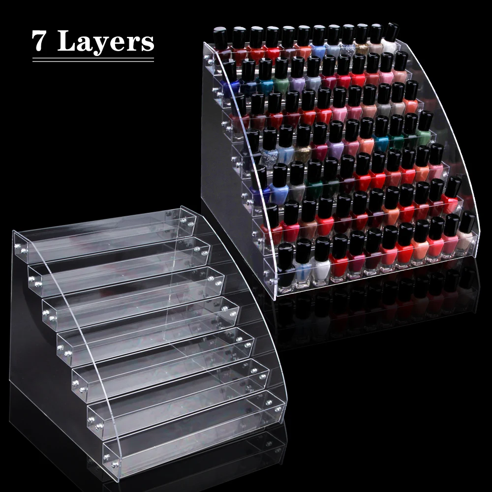 

1-7 Layer Acrylic Nail Polish Holder Cosmetic Lipstick Organizer Nail Polish Rack Stand Makeup Manicure Storage Nail Art Display