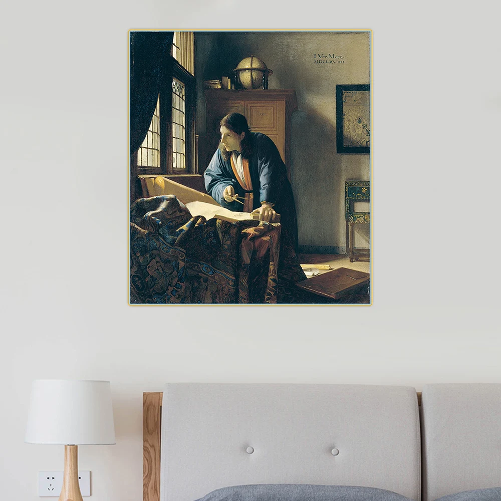 Woman Reading a Letter by Johannes Vermeer Canvas Oil Painting Famous Art Poster Picture Wall Decor Home Living room Decoration