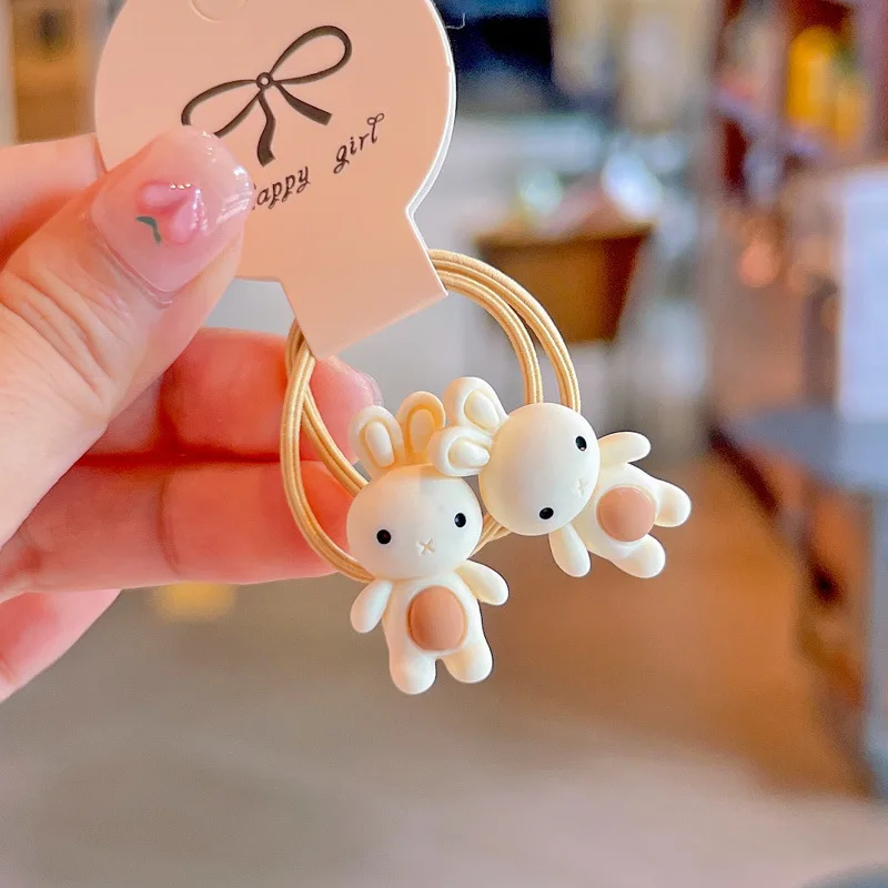 2PCS Cute Cartoon Rabbit Bear Animals Kids Elastic Hair Bands Children Hair Ties Girls Hair Accessories Baby Headdress