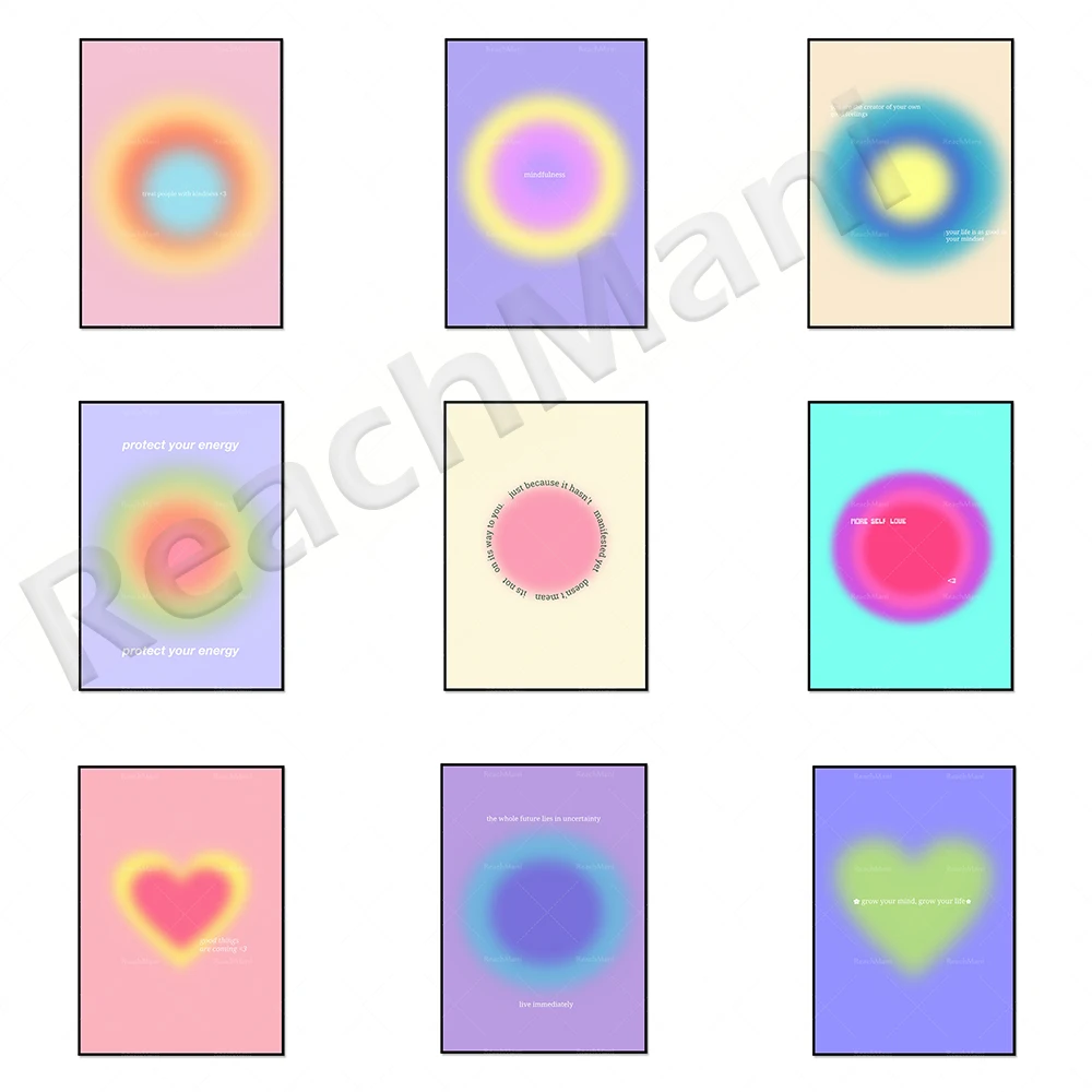 

Aura gradient energy printing, affirmative poster, soft color circle printing, halo can print beautiful room decoration fashion