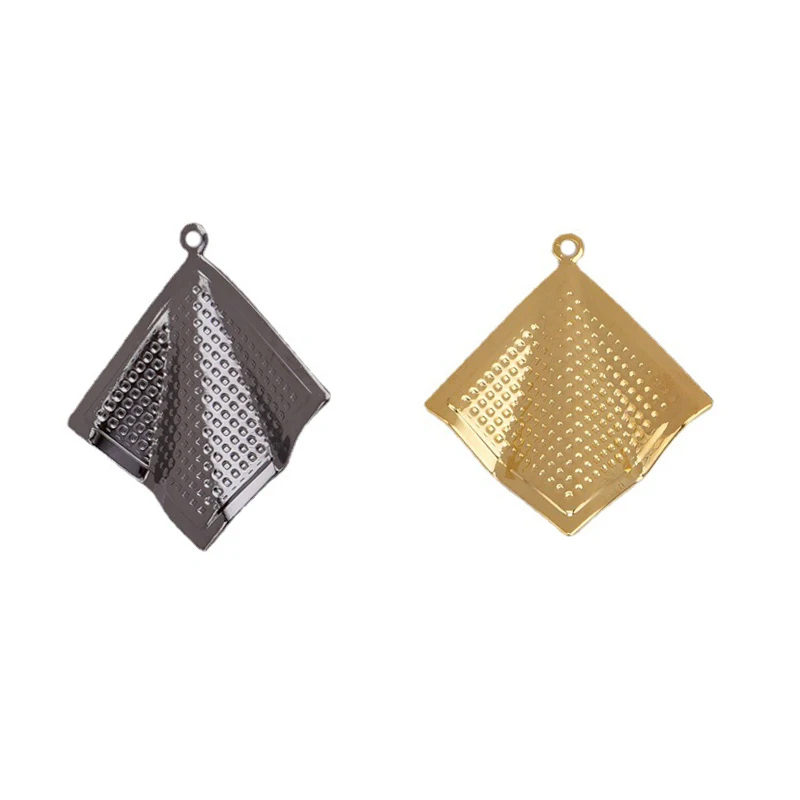 10pcs brass single hole embossed rhombus pendant wave fan shaped earring pendant diy handmade material jewelry component