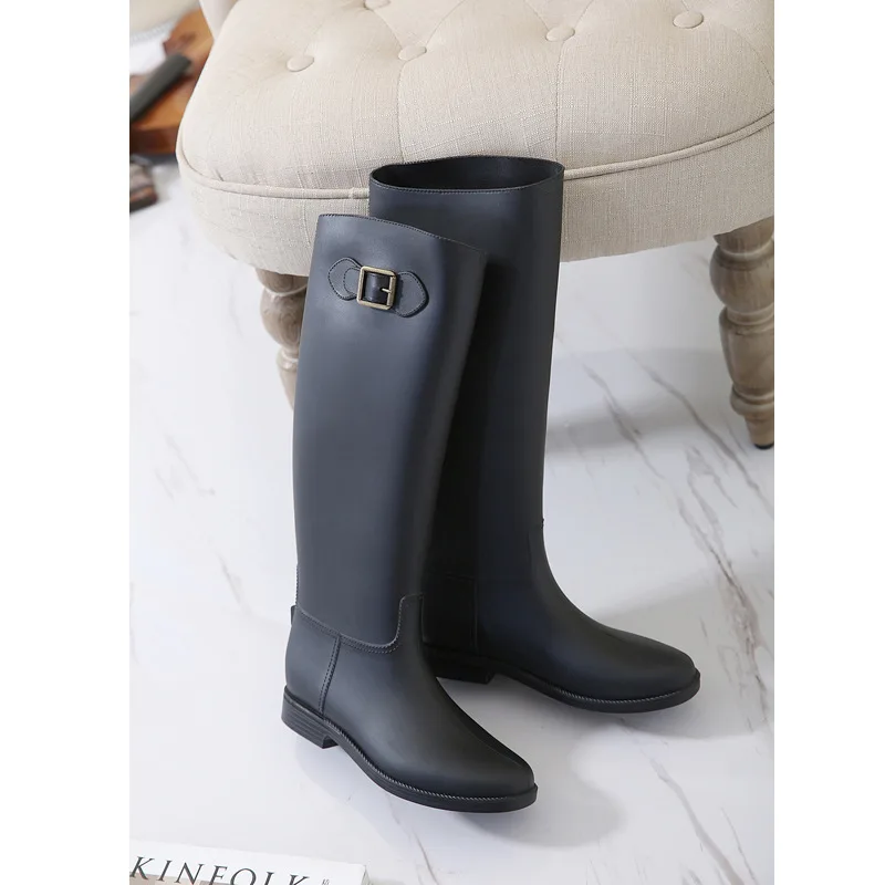 Rain Boots Women Pvc Waterproof Water Shoes Tall Rain Boots Female Rubber Toe Rainboots  C551