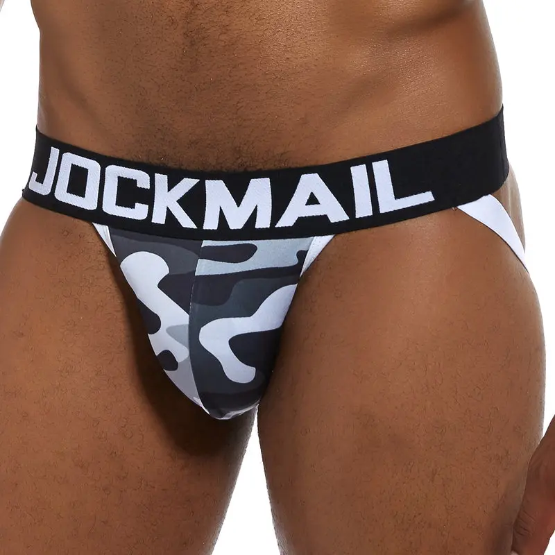 JOCKMAIL Sexy men Underwear Jockstrap Camouflage ice silk  tanga hombre string homme slip Cueca thong Mens briefs Gay Underwear