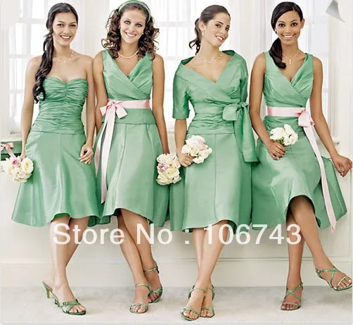 

free shipping 2023 new fashion champagne belt formal short design green bride weddings bridal party prom gown Bridesmaid Dresses