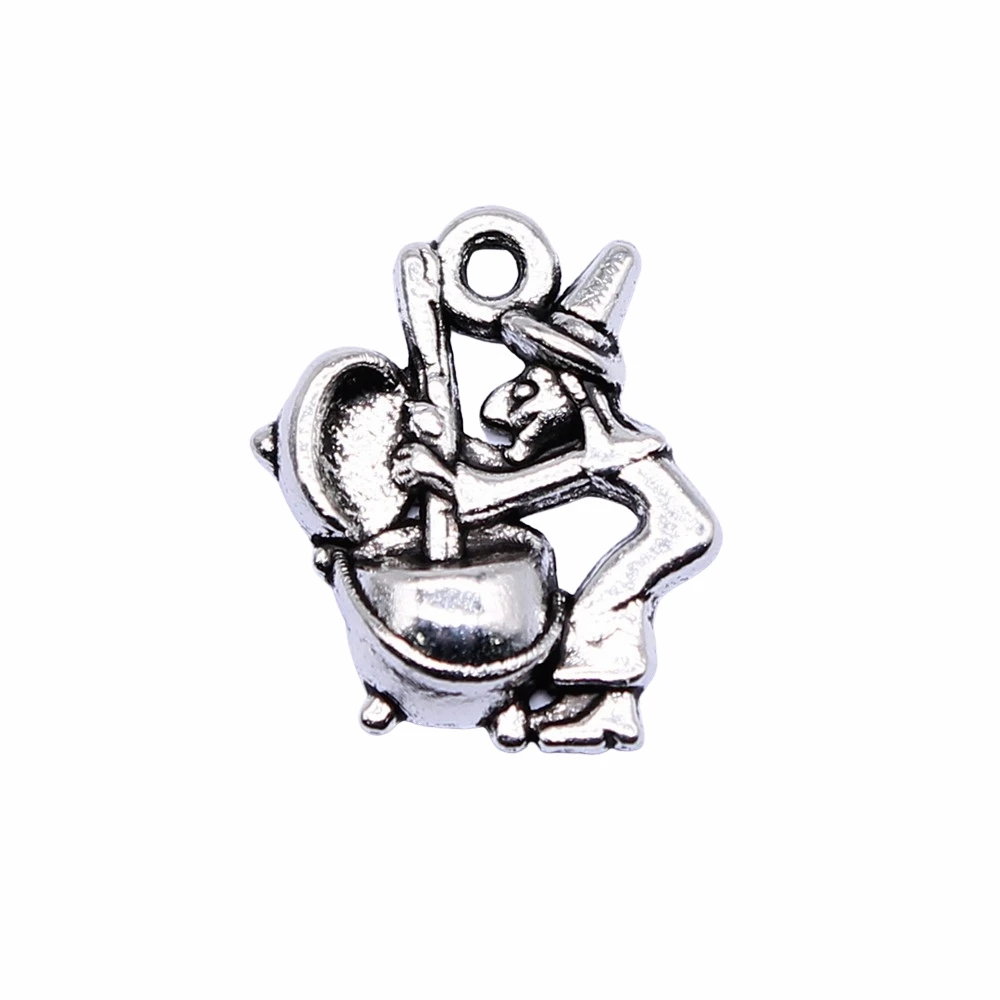 

Wholesale 150pcs/bag 17x14mm Antique Bronze Antique Silver Color Witch Charm For DIY Jewelry Making DIY Jewelry Findings