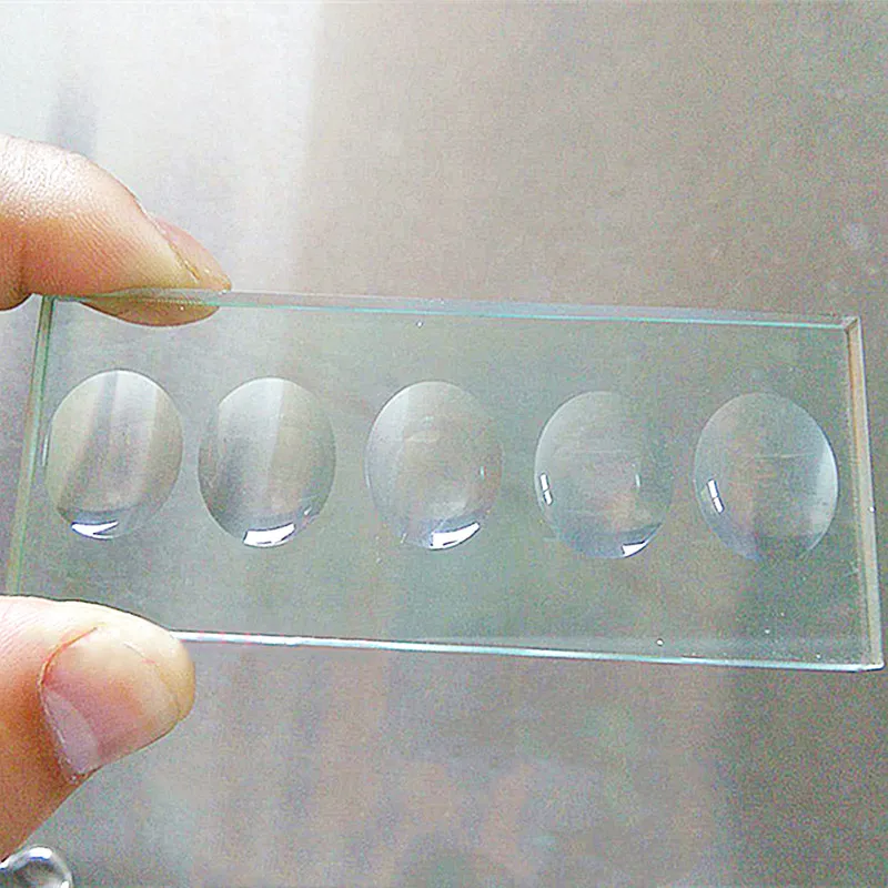 Portaobjetos de microscopio con cinco Bordes de microdeslizamiento de cristal transparente cóncavo, accesorios de microscopio de 5mm de espesor, 1 Uds./pk