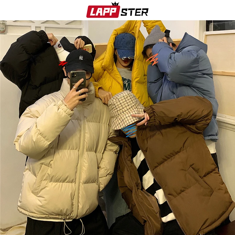 LAPPSTER-Casaco Bubble Colorido Harajuku para Homens, Jaqueta de Inverno, Streetwear, Parka Hip Hop, Roupas Pretas Coreanas, Casacos Puffer, 2023