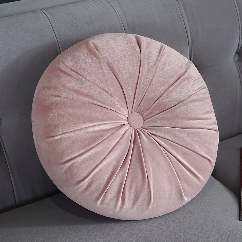 

35cm Dutch Fleece Velvet Pleated Round Seat Cushion Pillow Pouf Throw Sofa Home Decor Nordic Cojin Redondo Pouf Salon Coussin